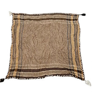Large Plaid Brown Tassle Blanket Scarf
